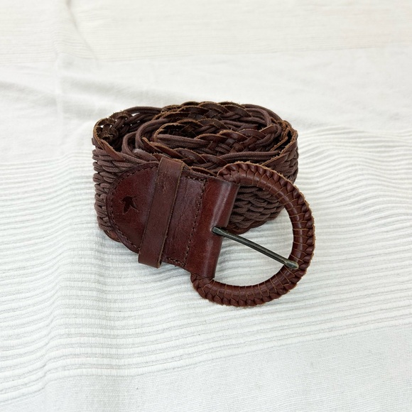 Aerie Boho Brown Leather Braided Belt - Picture 3 of 9